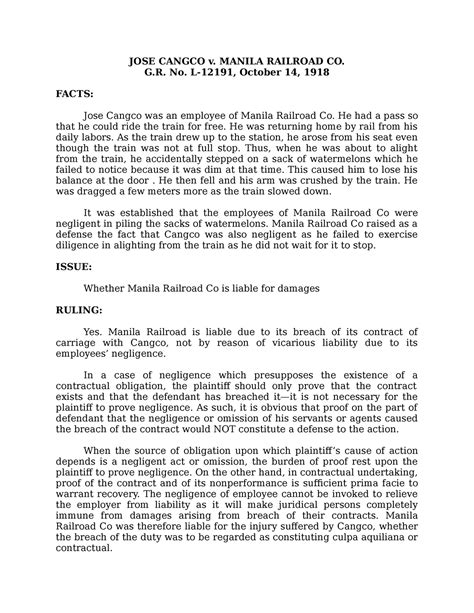 cangco portal|Law School Noob: [CASE DIGEST] JOSE CANGCO v. MANILA .